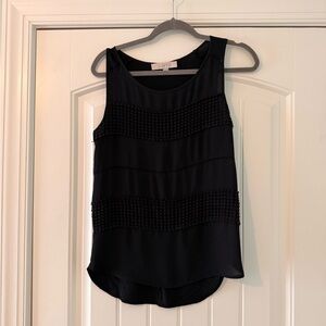 LOFT Black Textured Tank Top